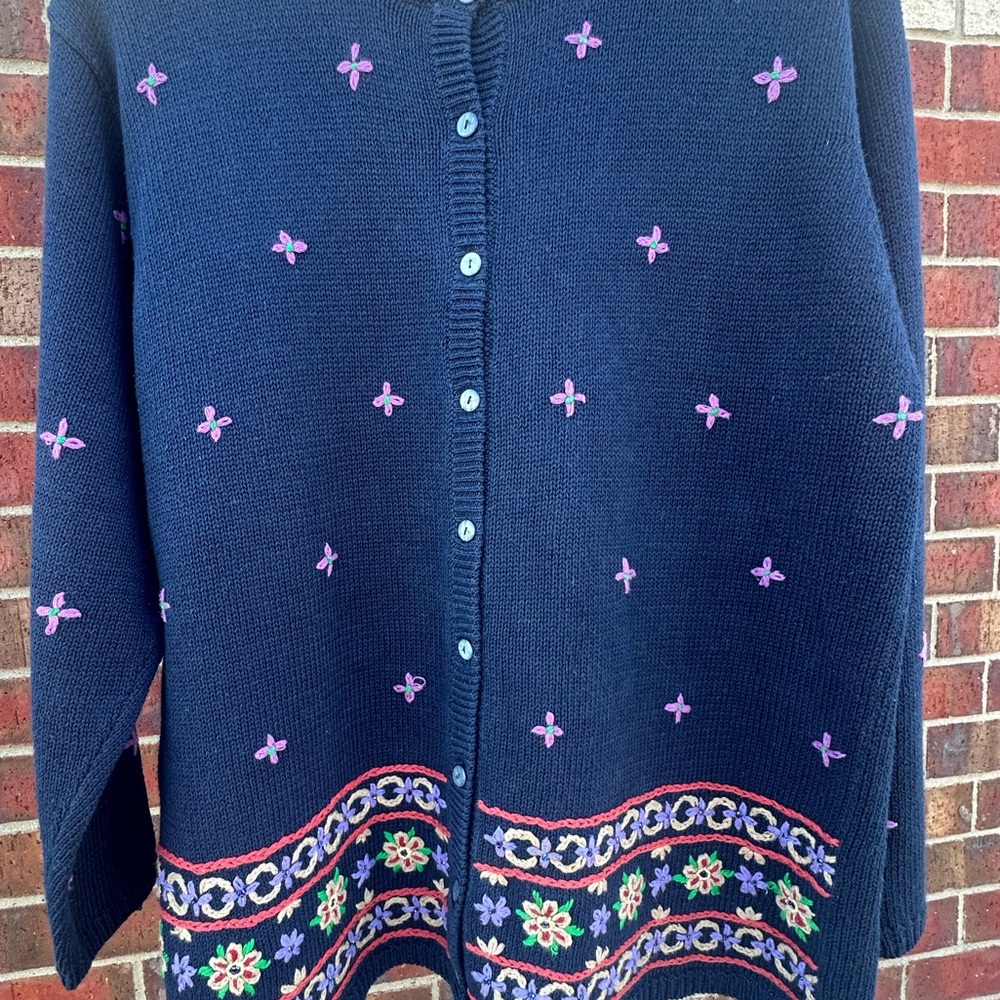 Vintage Fiorlini Cardigan Embroidered Cottagecore Knit BOHO 90s Artistic - Picture 11 of 17